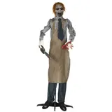 HOMCOM Halloween Dekoration 170cm Kettensägenmörder mit beweglichem Körper, Augenglühen, Garten Deko mit verstellbarem Arm für Indoor, Outdoor   Aosom – Bild 1