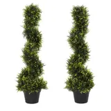 Outsunny 2er Set künstliche Zedernbaum groß 90 cm Kunstpflanze, Plastik künstliche Pflanzen Zeder im Topf, Spiralpflanze wie echt für Wohnzimmer Schlafzimmer Büro Garten moderne Dekoration   Aosom – Bild 1
