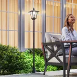 Outsunny 2-St Solar Straßenlaterne LED, IP44, ABS, Ø18,5 x H129 cm, Energiesparmodus, wasserfest, Gartenleuchte mit Edelstahl, Schwarz   Aosom – Bild 3