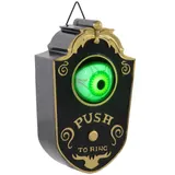 HOMCOM 18cm Halloween Dekoration Türklingel Dekoration mit LED-Lichter, Soundfunktion, Haustür Deko mit animiertem Augapfel, Garten Dekofigur, für Halloween Party   Aosom – Bild 1