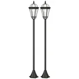 Outsunny 2-St Solar Straßenlaterne LED, IP44, ABS, Ø18,5 x H129 cm, Energiesparmodus, wasserfest, Gartenleuchte mit Edelstahl, Schwarz   Aosom – Bild 1