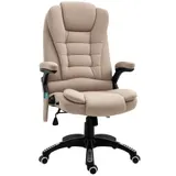 Vinsetto Ergonomischer Chefsessel mit Massage & Heizfunktion, Höhenverstellbare Drehstuhl mit Liegefunktion, Fernbedienung, Leinenoptik, Braun  Aosom – Bild 1