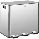 HOMCOM Mülleimer 3 x 15L Abfalleimer aus Edelstahl Mülltrennsystem mit Softclose Deckel und Herausnehmbare Inneneimer, Treteimer mit Deodorant-Fächern für Wohnzimmer, Büro, Silber   Aosom – Bild 1