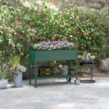 Outsunny Hochbeet mit Rädern, Regal Kräuterbeet Pflanzenbeet Metall für Garten, Balkon Grün 109 x 44 x 80 cm   Aosom – Bild 3