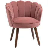 HOMCOM Esszimmerstuhl Küchenstuhl Sessel mit Rückenlehne Wohnzimmerstuhl Polyester Gummiholz Rosa 66 x 72 x 79 cm   Aosom – Bild 1