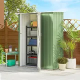 Outsunny Gerätehaus Gartenhaus Geräteschuppen mit Tür Outdoor Stahl Grün 142 x 84 x 189 cm   Aosom – Bild 3