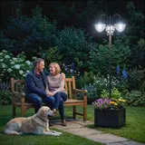 Outsunny Solarleuchte  Gartenlicht 3-köpfige Lampe mit Blumentopf-Basis, Wasserdicht, Edelstahl, 60x55x189cm  Aosom – Bild 3