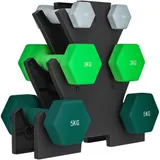 SPORTNOW Hanteln Set 6 Kurzhanteln mit Hantelständer, 2 x 1kg, 2 x 3kg, 2 x 5kg Hantelset aus Metall für Fitness, Gymnastik, Zuhause   Aosom – Bild 1