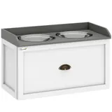 PawHut Hundenapf mit Schublade 2x2L Futternapf erhöht Edelstahl Futterstation für Katzen und Hunde in Weiß   Aosom.de – Bild 1