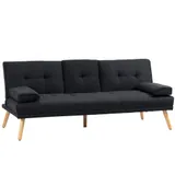 HOMCOM 3-Sitzer Schlafsofa Schlafcouch für Wohnzimmer, mit klappbarem Tisch & Becherhalter, Leinenoptik, Skandi-Design, bis 250 kg, Grau   Aosom – Bild 1