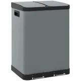 HOMCOM Mülleimer 2x30L Treteimer Kosmetikeimer mit Deckel und Fußpedal, Metall Müllbehälter mit Inneneimer für Wohnzimmer und Büro, 48,8x39,5x67cm   Aosom.de – Bild 1