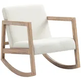 HOMCOM Schaukelstuhl  Relaxstuhl mit Holzrahmen, gepolstert, Lounge, Kautschukholz, Cremeweiß  Aosom – Bild 1