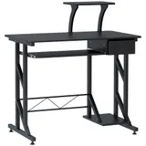 HOMCOM Computertisch Arbeitstisch mit Regalen und Schubladen Schreibtisch Bürotisch Platzsparend stabil Metall MDF Schwarz 90 x 50 x 95 cm   Aosom – Bild 1