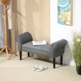 HOMCOM Bettbank, Polsterbank, Sitzbank, Flurbank für Schlafzimmer, bis 130 kg Belastbar, Segelstoff, Dunkelgrau, 102 x 36 x 51 cm   Aosom – Bild 3