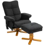 HOMCOM Relaxsessel mit Fußhocker, Stauraum, Elektrischer Massagesessel mit Liegefunktion, Drehbarer Fernsehsessel mit Seitentasche, Fernbedienung, Holzrahmen, Polyester, Schwarz   Aosom – Bild 1