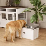 PawHut Hundenapf mit Schublade 2x2L Futternapf erhöht Edelstahl Futterstation für Katzen und Hunde in Weiß   Aosom.de – Bild 3