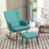 HOMCOM Schaukelstuhl, bis 130 kg, Schwingsessel mit Hocker, Armlehnsessel, Stillsessel mit Leinenoptik, Schaukelsessel für Schlafzimmer  Aosom – Bild 3