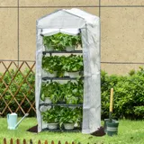 Outsunny Gewächshaus mit Regale, Foliengewächshaus mit Rolltor, winterfest Treibhaus Tomatenhaus für Balkon, Garten, 70 x 50 x 160 cm, Tomatengewächshaus für Tomaten, Gemüse, Blumen, Pflanzen, Weiß   Aosom – Bild 3
