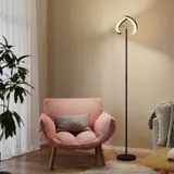HOMCOM LED Stehlampe Wohnzimmer RGB Stehleuchte Dimmbar mit 350° drehbarer Doppelkopf, Fernbedienung, Touch-Steuerung, 4 Farbtemperatur, Timer Modern Deckenfluter für Wohnzimmer, Schlafzimmer, Büro   Aosom – Bild 3