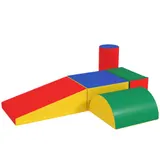 HOMCOM Softbausteine 5er-Set Schaumstoff Bausteine für Kinder 1-3 Jahre, Riesenbausteine Bauspielzeug Kunstleder EPE, weich & sicher   Aosom.de – Bild 1