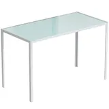 HOMCOM Esstisch 120 x 60 cm Küchentisch für 4 Personen Esszimmertisch mit Tischplatte aus Hartglas moderner Tisch für Küche, Esszimmer Wohnzimmer Weiß   Aosom – Bild 1