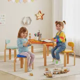 AIYAPLAY Kindertisch Holz mit 4 Stühlen 5-teilig Kindersitzgruppe mit integriertem Stauraum, blumenförmige Kindermöbel Kinder Tisch Stuhl Set Sitzgruppe für Kinderzimmer, für 3-8 Jahre Kinder, Bunt   Aosom – Bild 3