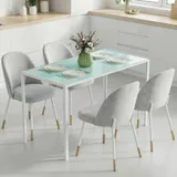 HOMCOM Esstisch 120 x 60 cm Küchentisch für 4 Personen Esszimmertisch mit Tischplatte aus Hartglas moderner Tisch für Küche, Esszimmer Wohnzimmer Weiß   Aosom – Bild 3