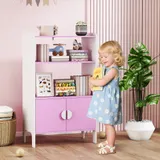 AIYAPLAY Bücherregal Kinder Kinderregal mit 2 Offene Ablage, 2 Schränke, Aufbewahrungsregal mit Kippschutz, rutschfesten Füßen, Spielzeugregal Standregal für Kinderzimmer 60 x 35 x 100 cm Rosa   Aosom – Bild 3