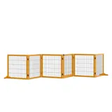 PawHut Absperrgitter Hund Verstellbares Schutzgitter mit Füßen 432 x 70 cm Holz Hundegitter Klappbar Treppenschutzgitter Hundeabsperrgitter für Treppen, Türen, Flur, 6 Paneelen, Gelb   Aosom – Bild 1