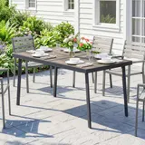 Outsunny Gartentisch Balkontisch 145 x 85 cm Esstisch für 6 Personen mit Holzoptik und Stahlgestell grau für Garten und Terrasse   Aosom.de – Bild 3