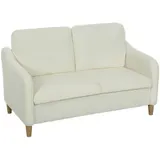 HOMCOM Sofa 2 Sitzer kleine Couch mit Sherpa-Fleece-Optik, Dick Gepolstert Polstersofa Modern 137 cm Doppelsofa mit Holzbeine für Wohnzimmer, Schlafzimmer, Cremeweiß   Aosom – Bild 1