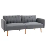 HOMCOM Schlafsofa  Klappsofa 2-Sitzer, Bettsofa mit Schlaffunktion, leinenartiges Polyester, Gummiholz, Grau, 173x75x73cm  Aosom – Bild 1