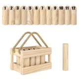 SPORTNOW Mölkky Spiel Wurfspiel Holz Kubb Wikingerspiel mit 12 Skittles 1 Stock Transportbox Outdoor Spiel für Familie Gruppen Garten Picknick, Strand, Freizeit   Aosom – Bild 1