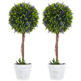 HOMCOM Kunstpflanze Lavendel 2er-Set Künstliche Pflanzen, 60 cm Zimmerpflanze im Topf, Kunstbaum mit Kunstmoos für Indoor, Outdoor   Aosom – Bild 1