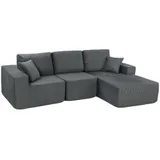 HOMCOM Ecksofa mit Schlaffunktion, L-förmiges 267 cm Sofa Couch mit Breiter, Tiefer Sitzfläche, 3-Sitzer Schlafsofa 2 in 1 Cloud-Sektionalsofas mit Kissen, Cord-Optik für Wohnzimmer, Dunkelgrau   Aosom – Bild 1