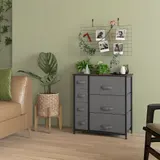 HOMCOM Schubladenschrank Aufbewahrungsschrank mit 7 faltbaren Stoffschubladen, Metallgestell in Holzoptik, grau, 63,5x30x71cm   Aosom.de – Bild 3