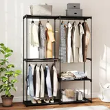 HOMCOM Kleiderschrank Stoffschrank mit Kleiderstange, Ablagen, Stoffkleiderschrank für Schlafzimmer, Ankleidezimmer, 142 x 43 x 185cm, Schwarz   Aosom – Bild 3
