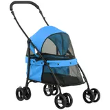 PawHut Hundebuggy Hundewagen klappbar mit Meshfenster für kleine Hunde und Katzen, 2 Sicherheitsleinen, Oxford Material in Blau   Aosom.de – Bild 1