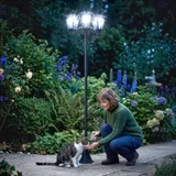 Outsunny Solar Gartenlaterne mit 3 flammig Laterne Solarlaterne Wegleuchte mit LED 120 Lumen IP44 201 Edelstahl Schwarz 51,5 x 47 x 182,5 cm   Aosom – Bild 3