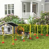 PawHut Agility Set Hunde 4-teiliges befüllbar Agility-Ausrüstung für Hundetraining Steckhürdenset mit Slalomstangen höhenverstellbar Hürden Sprungring Koordinationstraining für Spiele Training   Aosom – Bild 3
