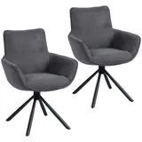 HOMCOM Esszimmerstuhl 2er Set Drehbar Küchenstuhl mit Samtoptik, Sessel mit Armlehne, Metallbeine, Loungesessel, Polsterstuhl für Esszimmer Wohnzimmer, Dunkelgrau   Aosom – Bild 1