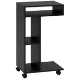 HOMCOM Beistelltisch C-Form Nachttisch mit 4 Regalen, Rollen, Couchtisch, Wohnzimmertisch Laptoptisch für Wohnzimmer Schlafzimmer 40 x 30 x 69 cm Schwarz   Aosom – Bild 1
