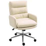 HOMCOM Bürostuhl Ergonomischer Schreibtischstuhl mit Armlehne, Lammwolle-Optik, Höhenverstellbarer Drehstuhl mit Wippfunktion, Gepolstert Home-Office-Stuhl, Cremeweiß   Aosom – Bild 1