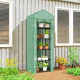 Outsunny Gewächshaus mit Rolltür, Regale, winterfest Foliengewächshaus aus Stahl, Treibhaus für Balkon, Garten, Tomatenhaus 69 x 49 x 193 cm, Tomatengewächshaus für Tomaten, Gemüse, Blumen, Grün   Aosom – Bild 3