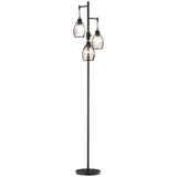 HOMCOM 3-flammige Stehlampe Retro Stehleuchte dimmbare Lichtstärke mit Tritt-Schalter Standleuchte Wohnzimmerlampe Stahl Schwarz 30 x 30 x 170,5 cm   Aosom – Bild 1