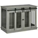 PawHut Hundebox, Haustierbox, Hundehütte mit Zweiraum-Option für Mittelegroße Hunde, Hundebox mit Doppeltüren, Hundehaus, Grau, 120 x 60 x 88,5 cm   Aosom – Bild 1