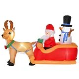 HOMCOM Aufblasbarer Weihnachtsmann auf Schlitten mit Schneemann 200 x 80 x 128 cm, wetterfest mit LED Weihnachtsdekoration aus Polyester   Aosom.de – Bild 1