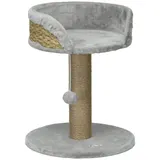 PawHut Kratzbaum klein, 49 cm Katzenbaum, Katzenkratzbaum mit Spielball, Liegefläche, Kletterbaum für Katzen bis 4 kg, Katzenmöbel, Jute Grau   Aosom – Bild 1