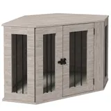 PawHut Hundebox eckige Hundehütte mit Kissen und Türriegel, für mittelgroße Hunde, Walnuss, 104x55x63cm   Aosom.de – Bild 1