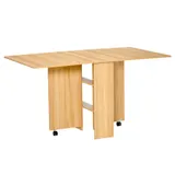 HOMCOM Klapptisch Esszimmertisch mobiler Beistelltisch Schreibtisch mit Rollen 140 x 80 x 74 cm in Naturfarbe, platzsparend & vielseitig   Aosom.de – Bild 1